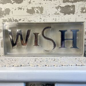 Pottery Barn “WISH” Board Shadow Box Push Pin Letters Chrome Silver 3” Manifest‎
